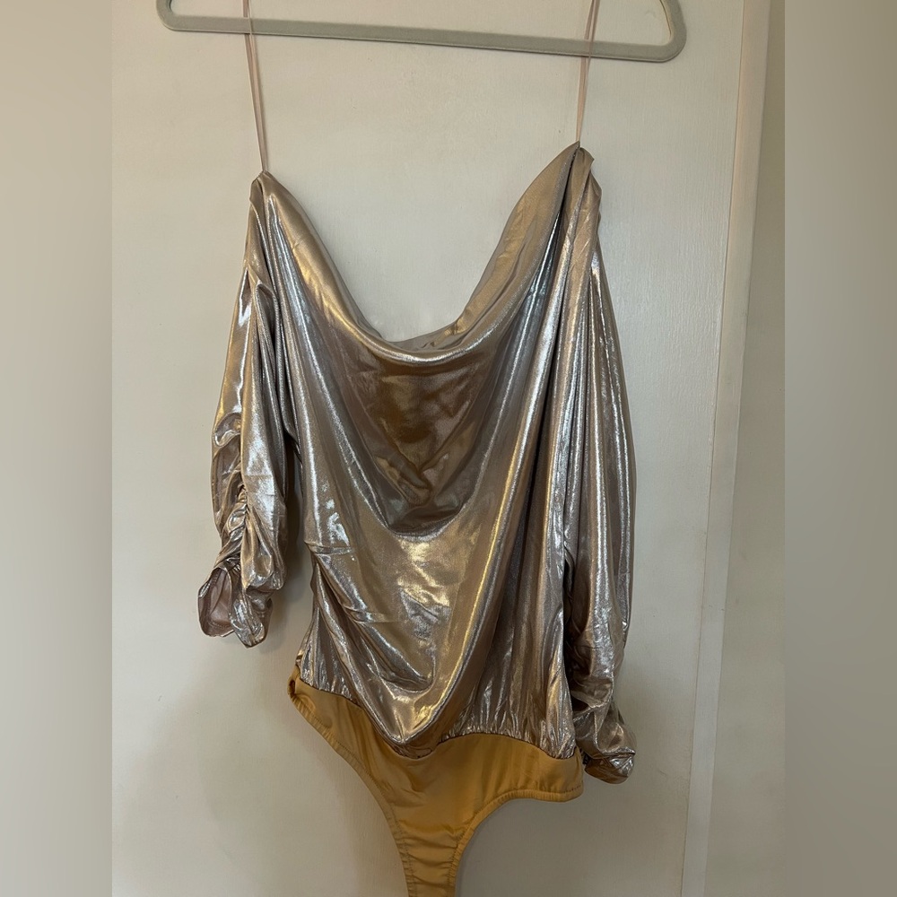 Astr Shimmering Silver Bodysuit